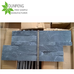Black Stacked Stone Cladding Wall Slate Panel